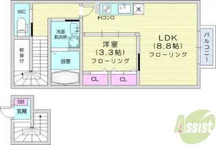 リアーレ市名坂【2階】の間取り
