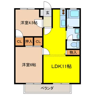 サンシティ林セブンA【1階】の間取り