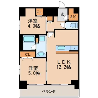プレサンスジェネ丸の内【13階】の間取り