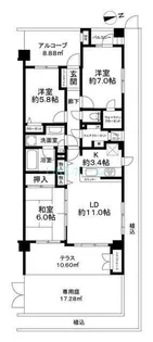 レクセルマンション原木中山【1階】の間取り