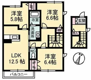 グランディール新山口 B【1階】の間取り