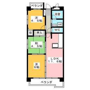 横山マンション【6階】の間取り