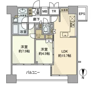 グランリビオ芝大門【16階】の間取り
