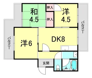 サニーライフ新多聞【3階】の間取り
