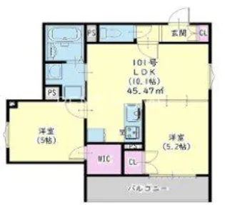 クリエオーレ誉田【1階】の間取り