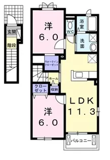プレステージ花ずいE【2階】の間取り