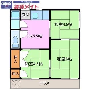 コーポきよみず【1階】の間取り