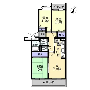 グリーンコーポ篠原第2 H棟【4階】の間取り