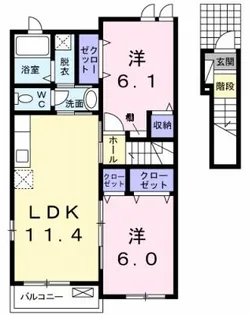 アニメートS【2階】の間取り