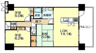 シャルマンフジ岸和田上町パークインパーク【3階】の間取り