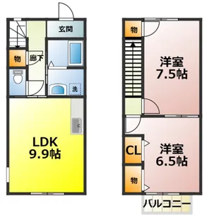 セントヴィラージュ八橋A【1階】の間取り