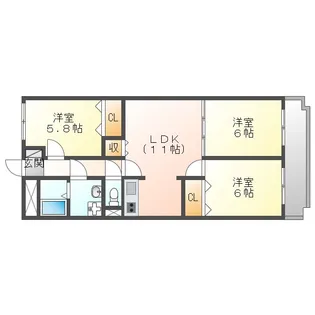 岡山県津山市高野山西【マンション】の間取り