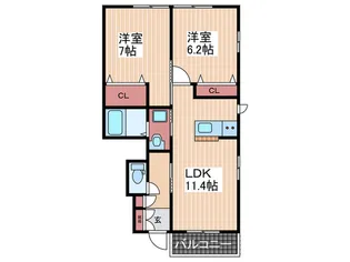 広島県広島市安芸区矢野西4【アパート】の間取り