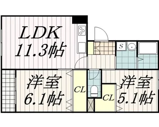 タウンコート旭町【3階】の間取り