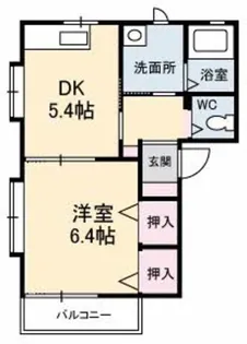 1DKの間取り画像