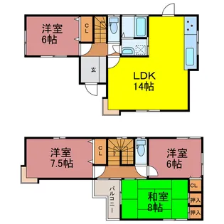 茨城県古河市上片田【一戸建】の間取り