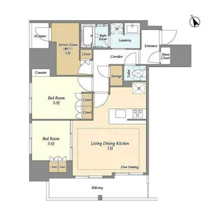 東京都荒川区西日暮里2【マンション】の間取り