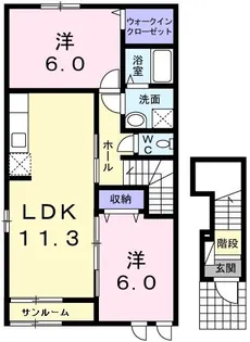 2LDKの間取り画像