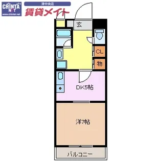 1DKの間取り画像