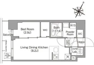 コンフォリア・リヴ新中野サウス【8階】の間取り