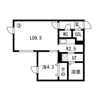 北海道札幌市西区発寒四条4【マンション】の間取り