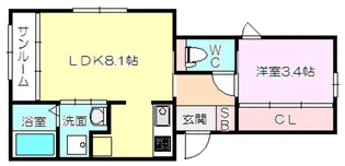 キューブコート東三国【2階】の間取り