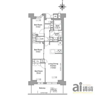コンフォリア・リヴ八坂富士見【5階】の間取り