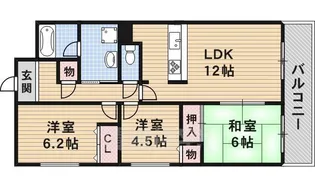 エルム摂津【1階】の間取り