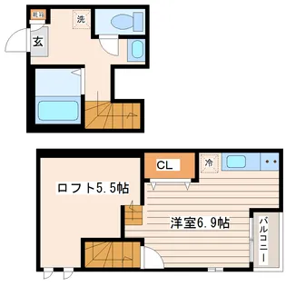 RIZEST陸前原ノ町【2階】の間取り