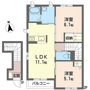 ソレアード ルガール【2階】の間取り