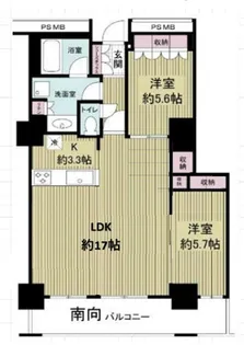 阿波座ライズタワーズフラッグ46【23階】の間取り