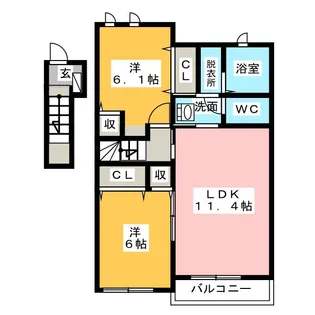 レインボーI【2階】の間取り