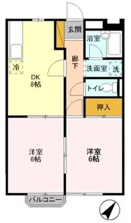 コスモプラザC【2階】の間取り