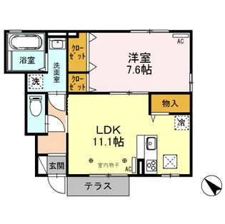 ユア・クレスコンティB【1階】の間取り