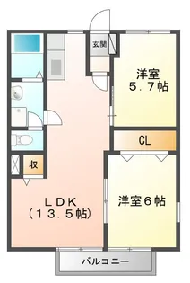 オーキッド潮見ヶ丘 B【2階】の間取り