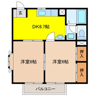 岐阜県大垣市中野町5【アパート】の間取り