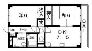 フェリス旭ヶ丘【2階】の間取り