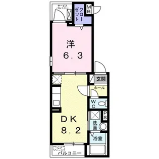 リベルテF・皐月【2階】の間取り