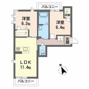 ベレオ西新浜 B棟【3階】の間取り