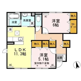 2LDKの間取り画像