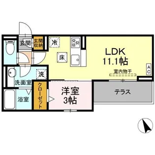 D crest 中之郷【1階】の間取り