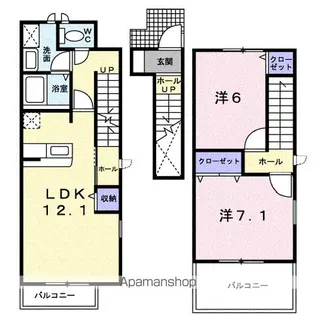 岐阜県羽島郡岐南町徳田7【アパート】の間取り