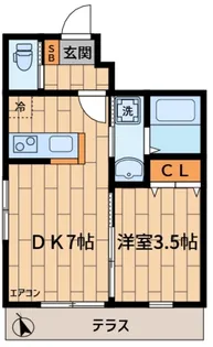 1DKの間取り画像