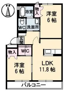 サンライズ スクエア I棟【2階】の間取り