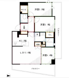 クリオ武蔵小金井フロントアベニュー【3階】の間取り