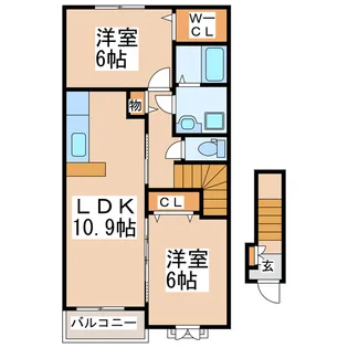 ニュー・エアリーA・B【2階】の間取り