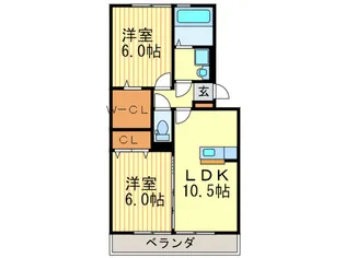 グレ-ス中谷B棟の間取り