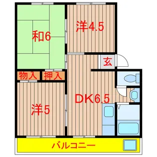 遠堀台ハイツA・B【4階】の間取り
