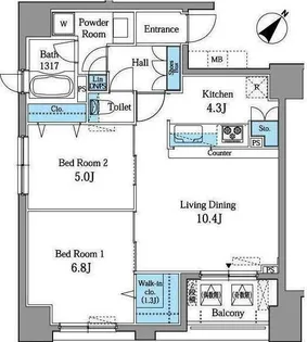 レジデンス横濱リバーサイド【7階】の間取り