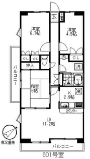 藤和シティホームズ千歳烏山【6階】の間取り
